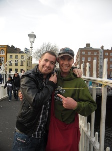 The boys on Ha'Penny Bridge during Patrick's tour of Dublin
